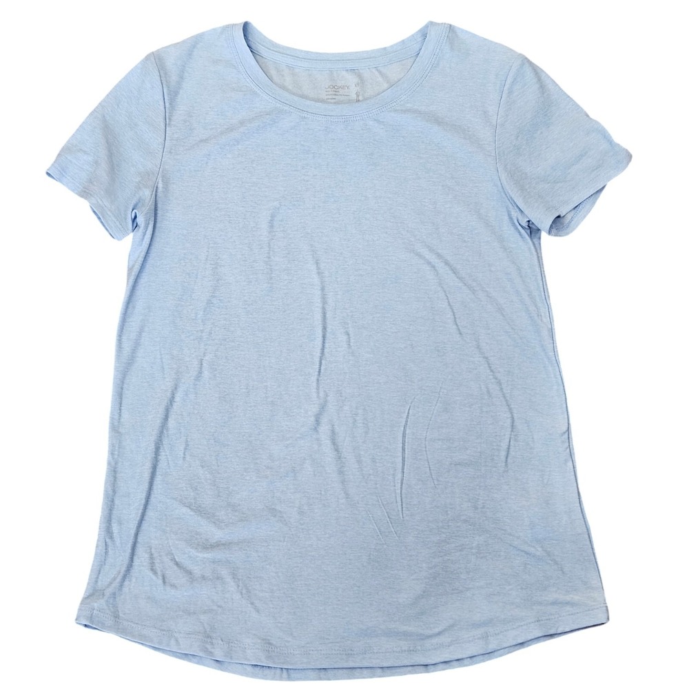 Jockey Women's 2 Pack Essential Short Sleeve T Shirts Blue Ivory Size X Small - Picture 2 of 14